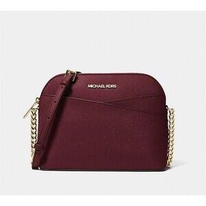 New Michael Kors Jet Set Travel Medium Dome Crossbody Saffiano Leather Oxblood